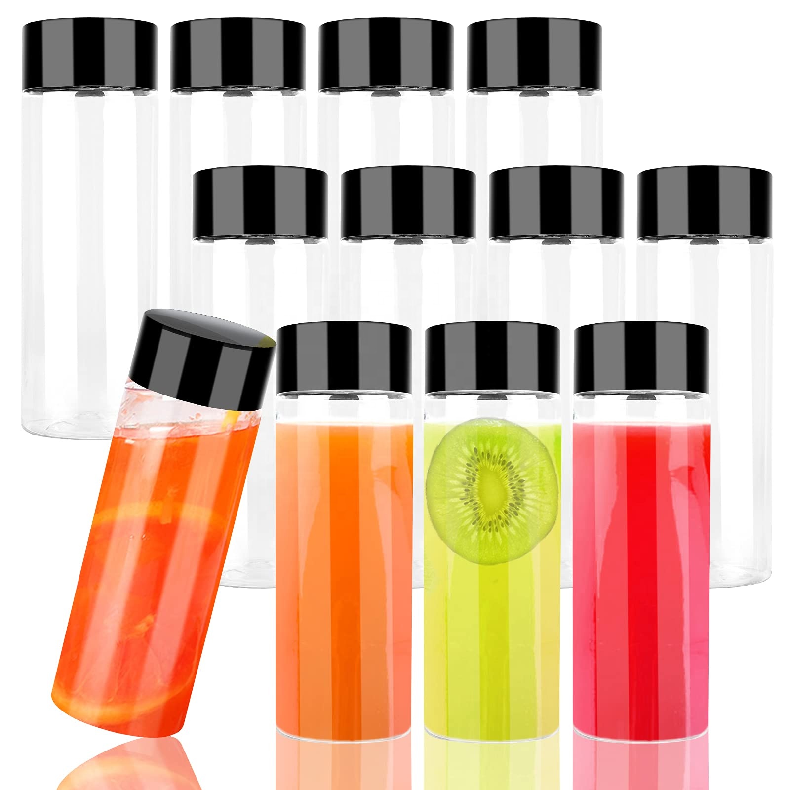 400ML Plastic Empty Sensory Bottles with Lids PET Juice Bottles Reusable Beverage Drink Bottle for Smoothie Water Milk