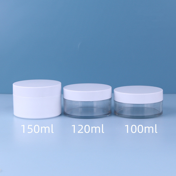 6oz Empty PET White Plastic Cosmetic Jars Facial Cream Containers with White Lids 50ml 80ml 100ml 120ml 150ml 200ml 250ml