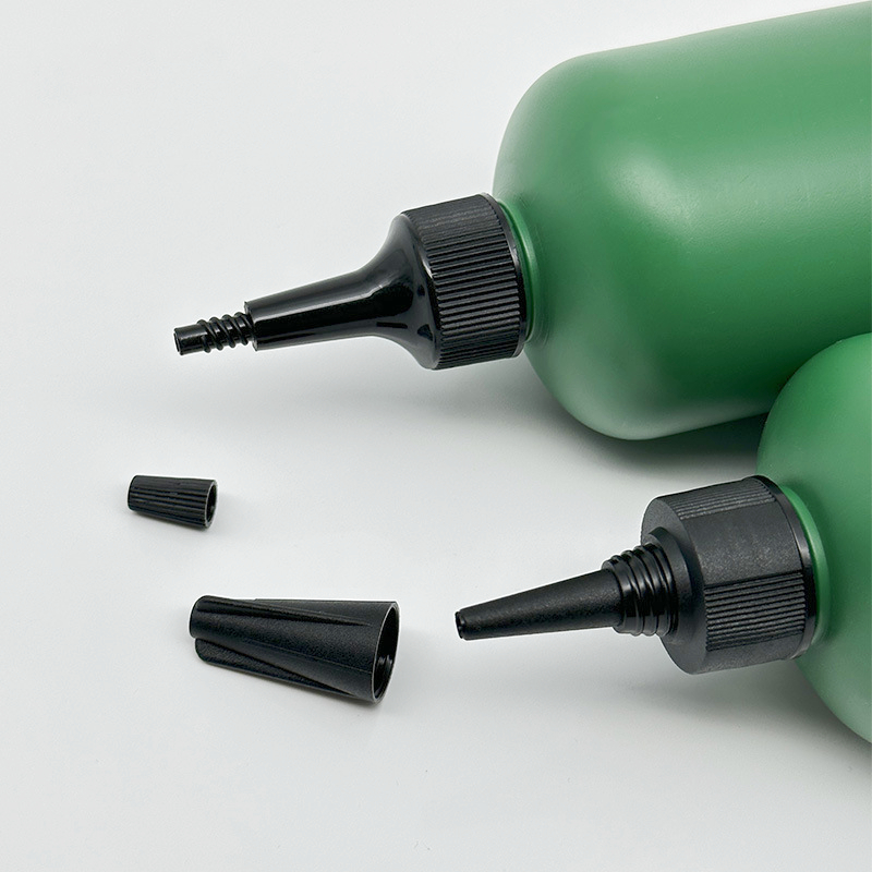 Green White HDPE Squeeze bottle 300ml tip cap oil bottle gel glue pigment liquid empty bottle Plastic packaging with spout cap
