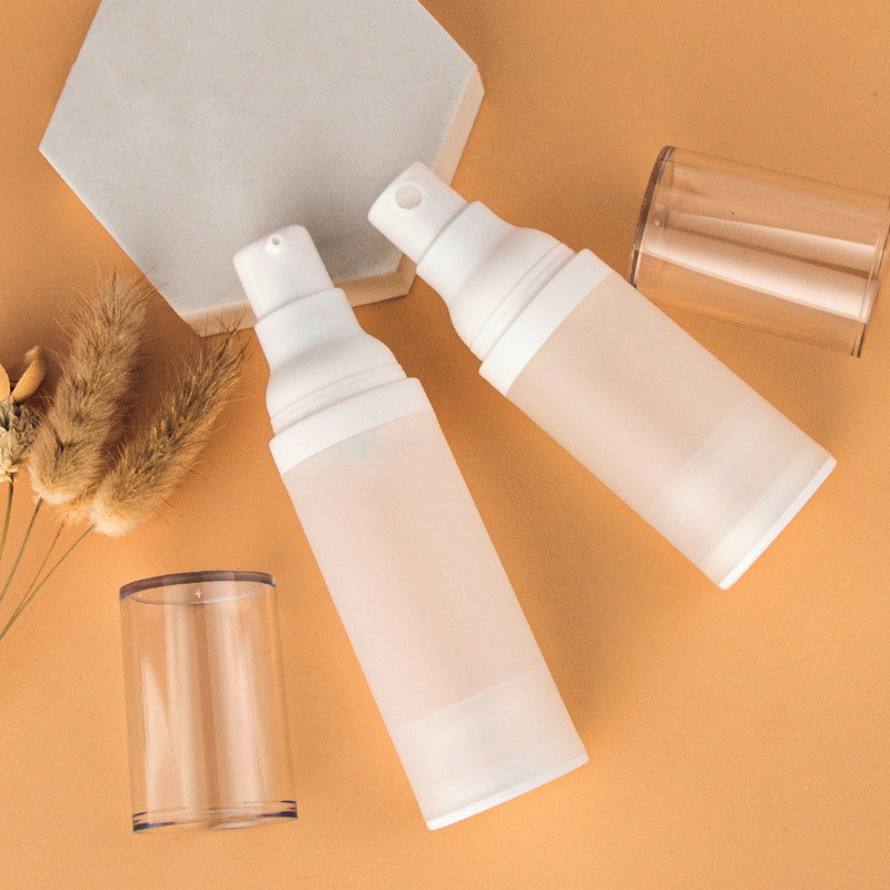 20ml 30ml 50ml airless lotion spray bottle AS PP plastic silver pump press dispenser transparent emulsion essence serum bottle