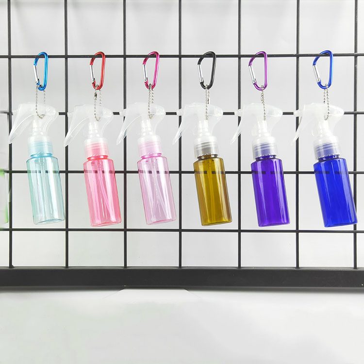 fine mist trigger water spray Portable 60ml PET Plastic Trigger Spray Bottle With Hook Travel Water Sprayer Pink Clear Bottles