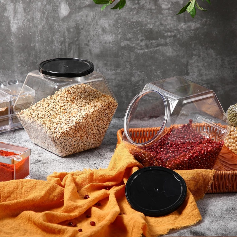 Luxury PET Hexagon Jars Herb Display Container Canister Cookie Snack Storage Pot Large Gallon Plastic Candy Buffet Jars with Lid