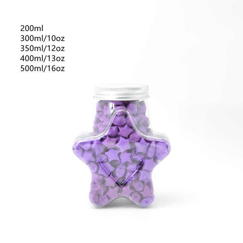 200ml 300ml 350ml 400ml 500ml Unique Star Shaped Plastic Bottles Heart Shaped Coffee Cup for Packaging Cookie Candy Jar with Lid