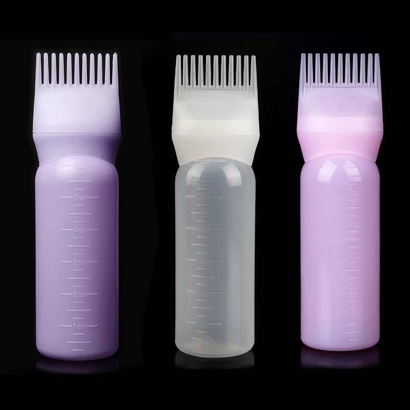 Hot selling salon brush hair tools 120ml 150ml plastic dispensing oil hair dye bottle applicator comb PP PET squeeze bottle