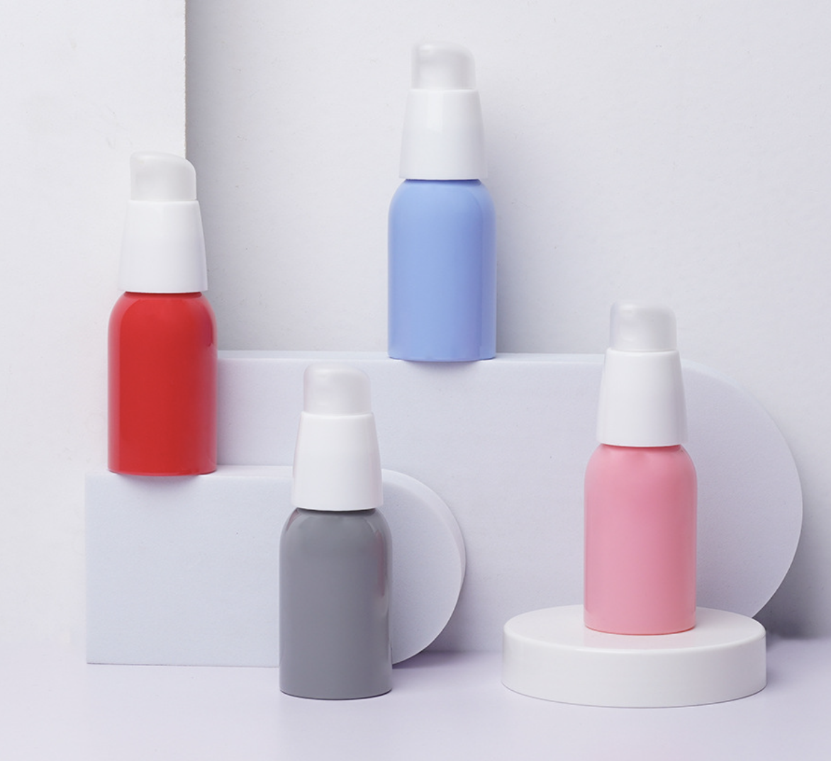 PET Plastic Round shoulder 30ml 1oz Essence Serum bottle Isolation Cream Foundation bottle Press Pump lotion dispenser bottle