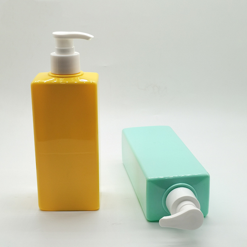 Color 400ml 500ml PET Plastic Square Shampoo Bottle 8oz 16oz Press Pump Body Wash Shower Gel Lotion Hand Sanitizer Dispenser