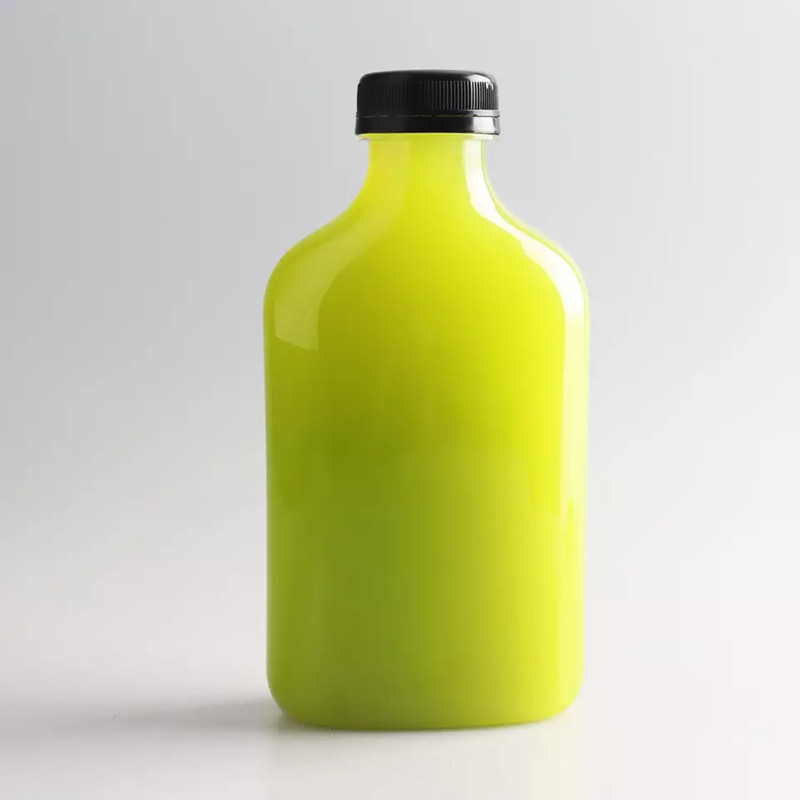 100ml 150ml 200ml 350ml 500ml 12/16oz Empty Plastic Flat Flask Bottles for Liquor Spirit Water Juice Drink Containers with Lids