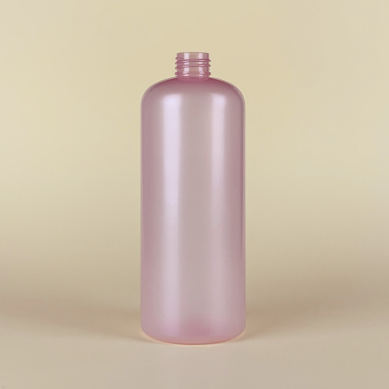 Custom Round Shoulder 300ml 500ml 700ml PET Plastic Shampoo Bottle Wholesale Clear Pink Gray Cosmetic Bottles Package
