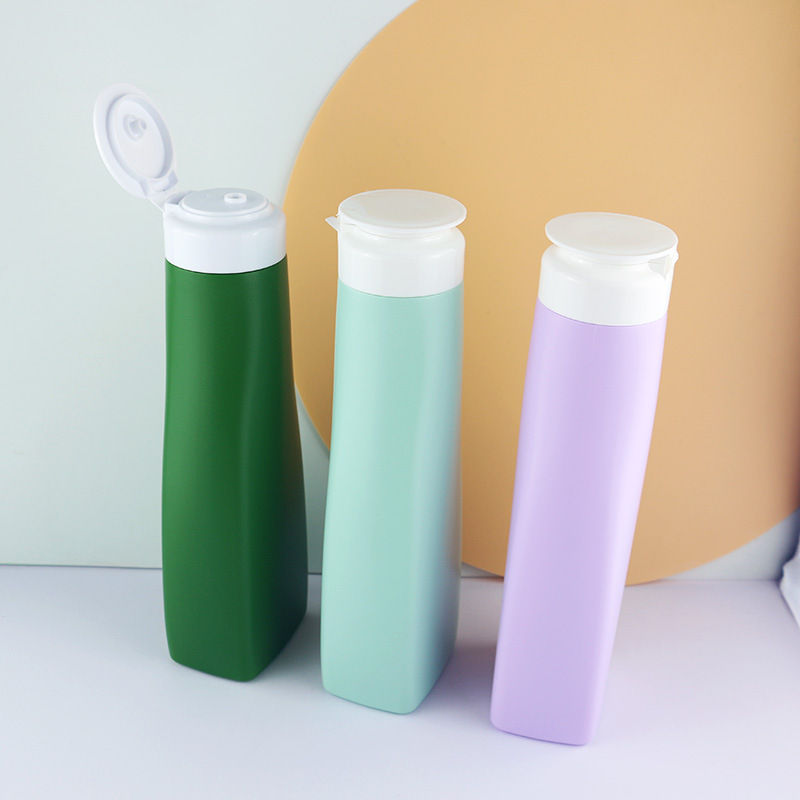 300ml 500ml PE Plastic Flat Square Shampoo Squeeze Bottle Set Flip Cap 10oz 16oz Conditioner Shower Gel Lotion Squeeze Bottle