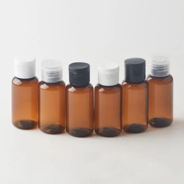 Amber Plastic Lotion Bottle Flip Top Cap Bottle Hotel Travel Size Mini Shower Gel Body Wash Toner PET Bottle 40ml 15ml 20ml 30ml