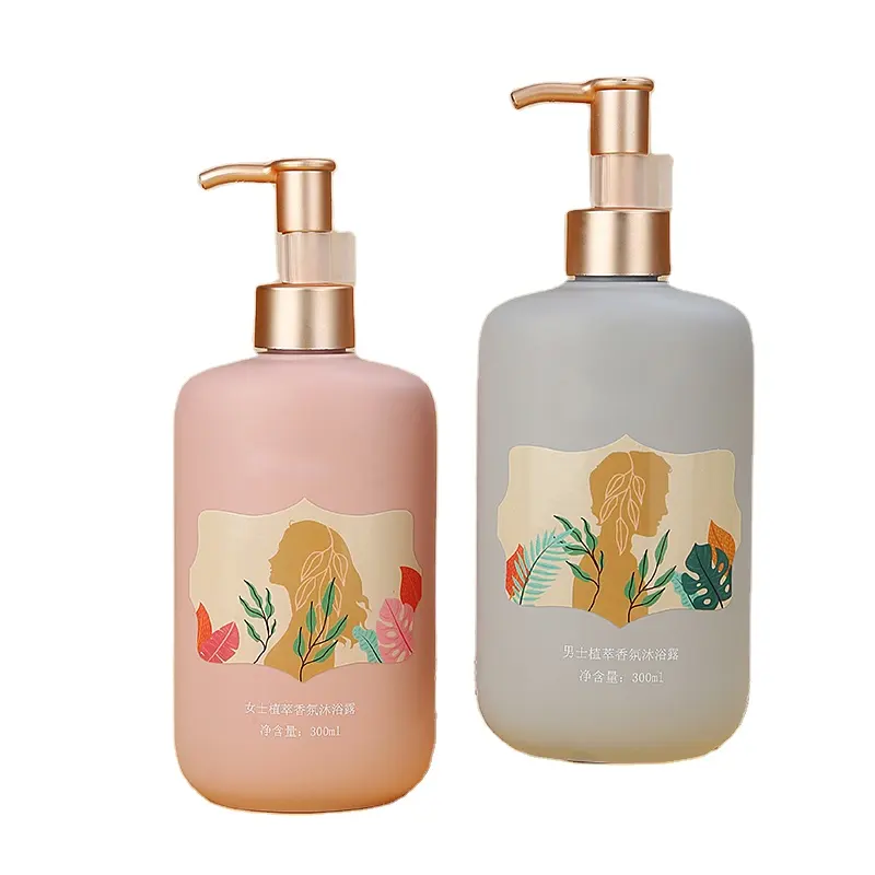 8oz 16oz 32oz Luxury Plastic Bottles Squeeze Containers with Gold Pump for Shampoo Conditioner Hand Dish Soap Lotion Shower Gel