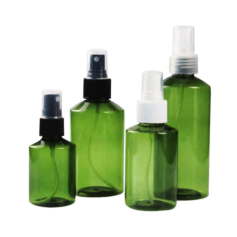 Matte Green plastic spray bottle 100 ml 60ml 200ml spray bottle body spray bottle with Black Fine Mist Pump Dispenser and Cover