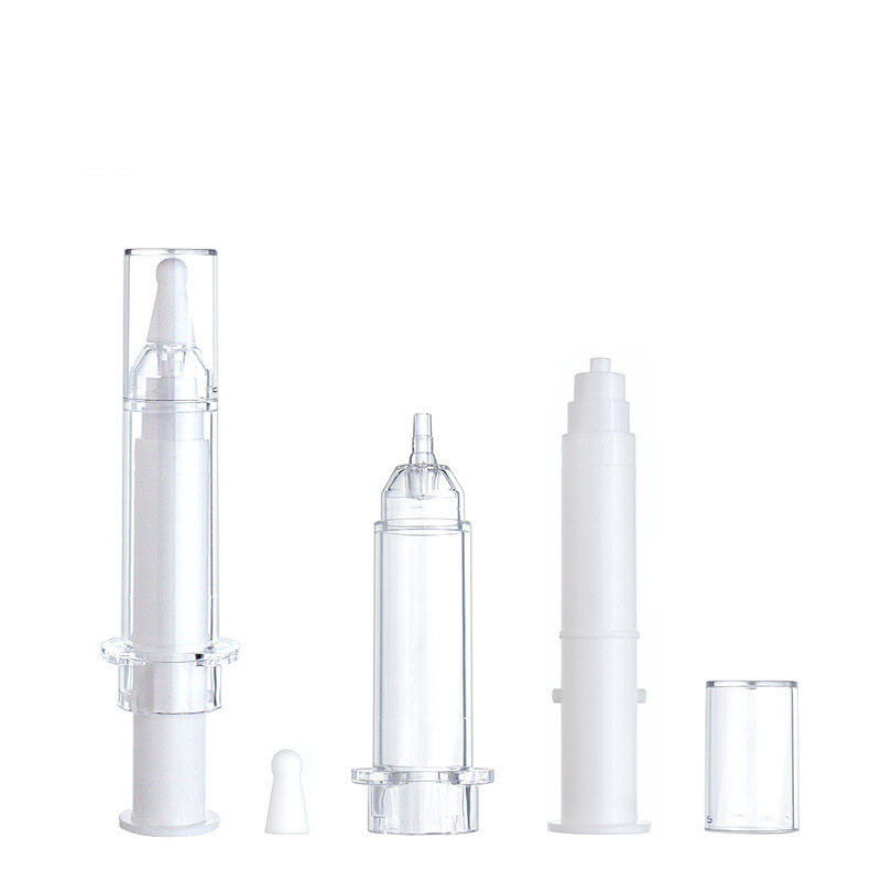 Cosmetics Liquid Foundation Essence Syringe 5ml 10ml 20ml airless lotion serum eye cream pump bottle with Silicone massage head