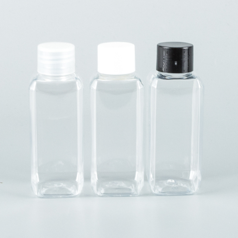 Small Capacity 50ml 100ml 150ml PET Square Rectangle Shampoo Spray Pump Lotion Bottle Cosmetic Travel Black Squeeze Bottle