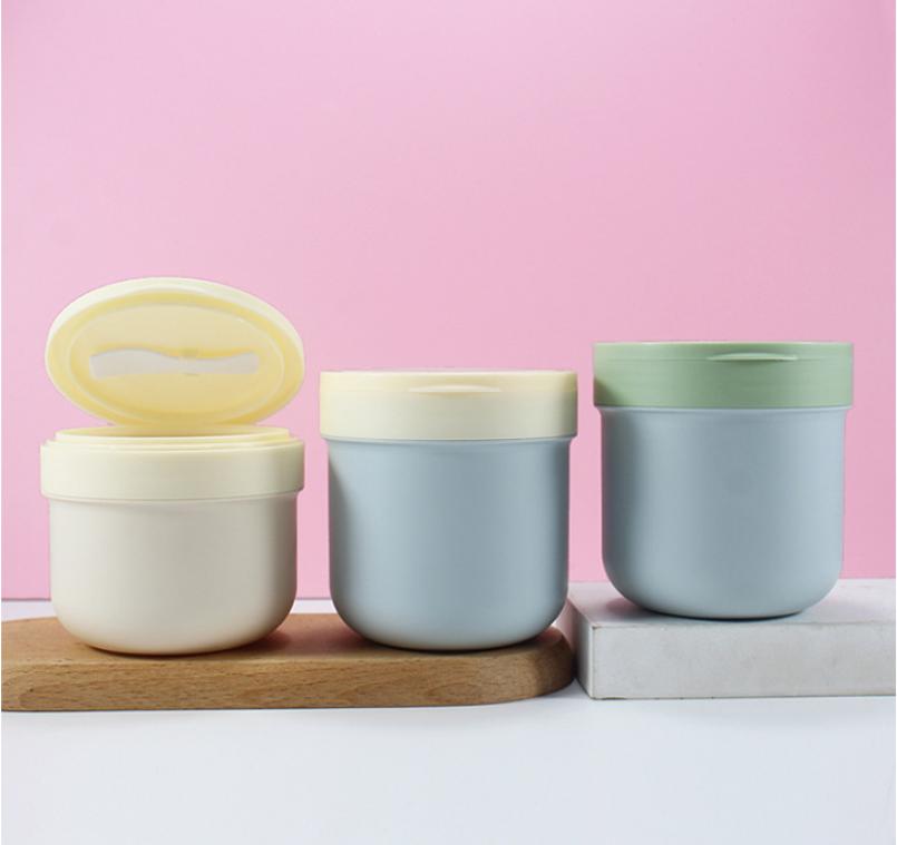 300g 400g PP Cosmetic Jars With lids Spoon for Face Masque Hair Cream Body Scrubs Cleanser Mud Clamshell Plastic Jars With Lids