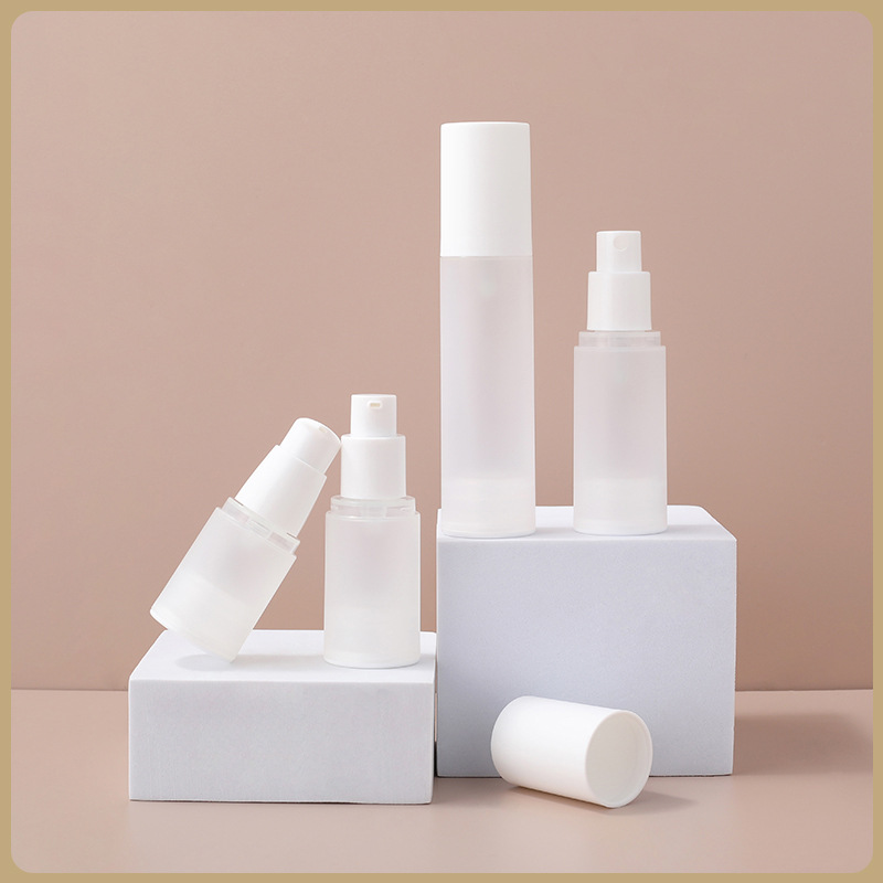 15-100ml white Portable Frosted Lotion Bottle PP Pump Airless Foundation Bottle matte pp spray pump empty bottle with white caps