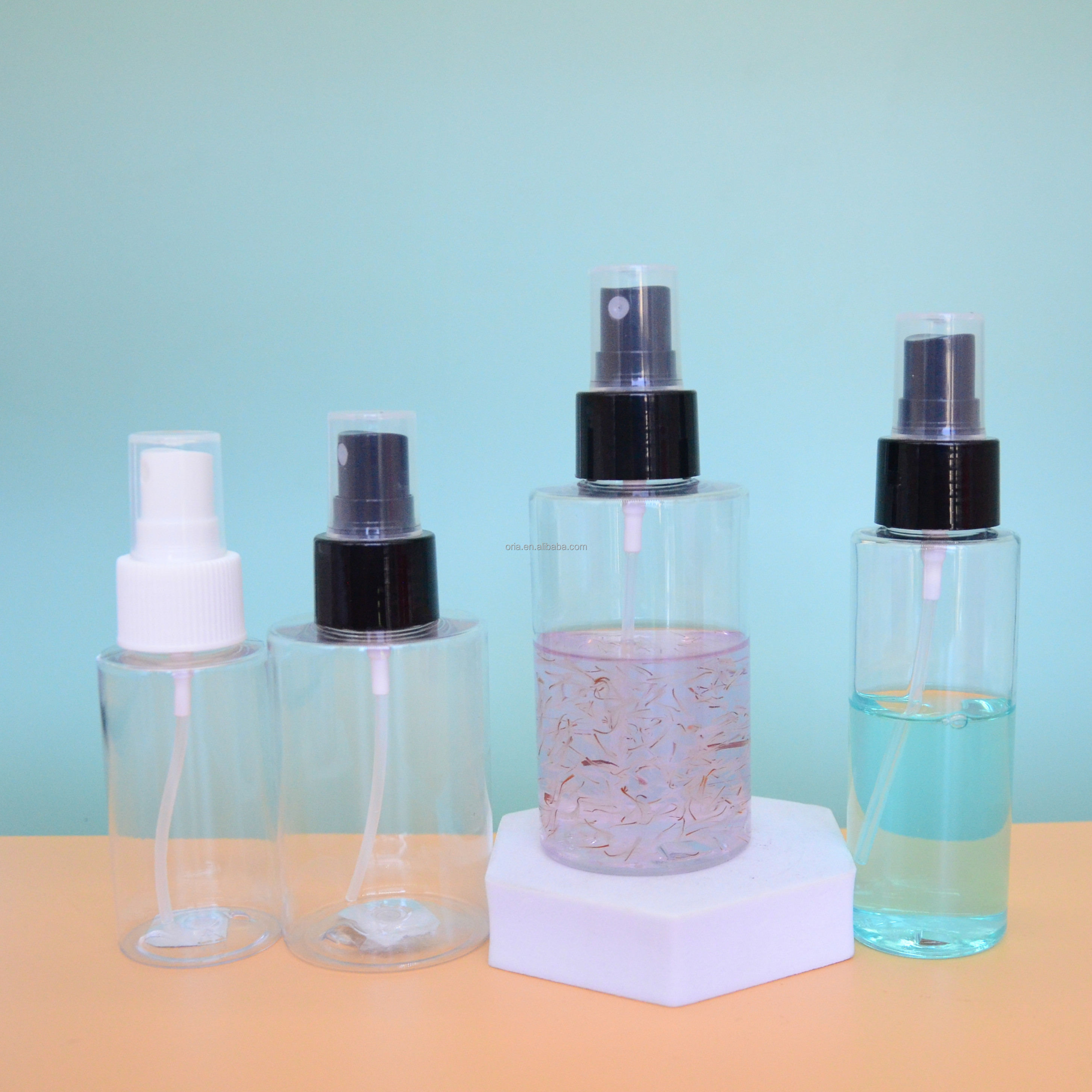 50ml 60ml 100ml 120ml 1501ml fine mist spray bottle with cover Setting Sprayer Bottle PET plastic spray bottle