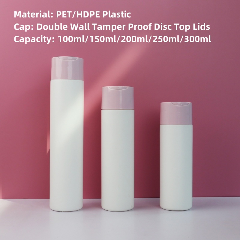 100ml 150ml 200ml 250ml 300ml Wide Disc Cap Bottle HDPE White Black Plastic Bottle with Disc Cap Double Wall Tamper Proof Lid