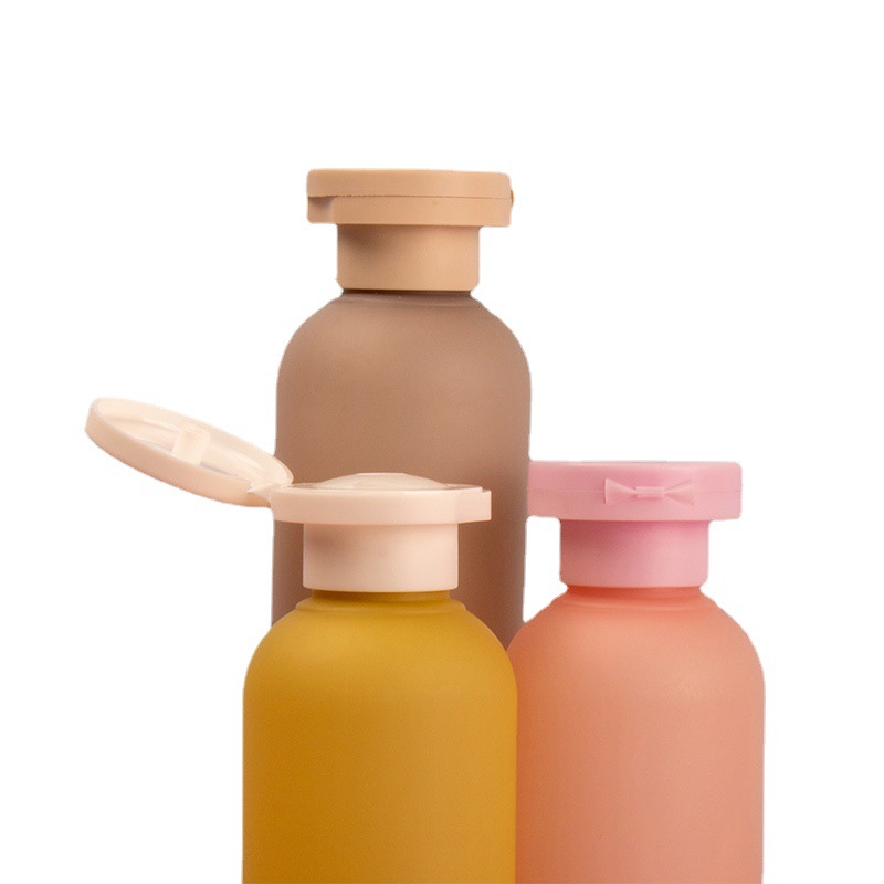 Matte 250ml 300ml 450ml 500ml HDPE Round Cylinder Body Lotion Shampoo Bottle With Flip Top Cap Shower Gel Dispenser Pump bottle