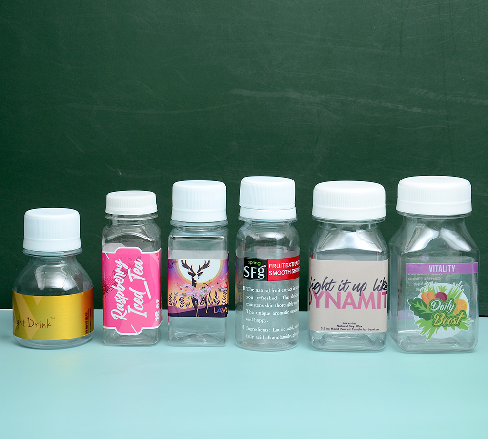 Custom Mini 2oz 60ml 3oz 100 ml 4oz 120ml Small Empty PET Plastic Juice Drink Container Lid Energy Ginger Shot Bottles with Caps