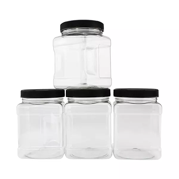 Large Clear Empty Square Storage Cookie Candy Sweet Container Food Grade with Easy Grip Handle Plastic Jar with Lids Half Gallon