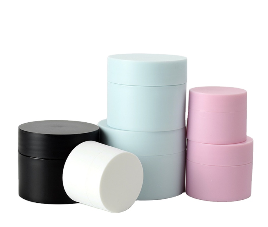 PP Frosted Black Jar Matte Cosmetic Face Cream Can 30g 50g 100g 150g 200g Plastic Double Wall Customized Color Lotion packaging
