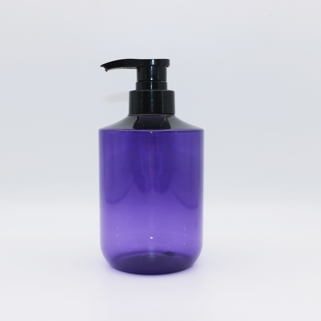 Home Hotel 500ml 750ml shampoo bottles wholesale PET Plastic Empty Lotion Bottle Purple Body Wash Shower Gel Bottle with Pump