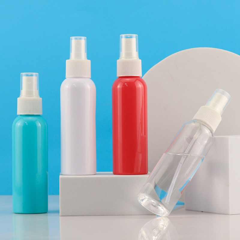 50ml 100ml 150ml plastic spray bottle with label silk screen printing color pet plastic alcohol dispenser bottle