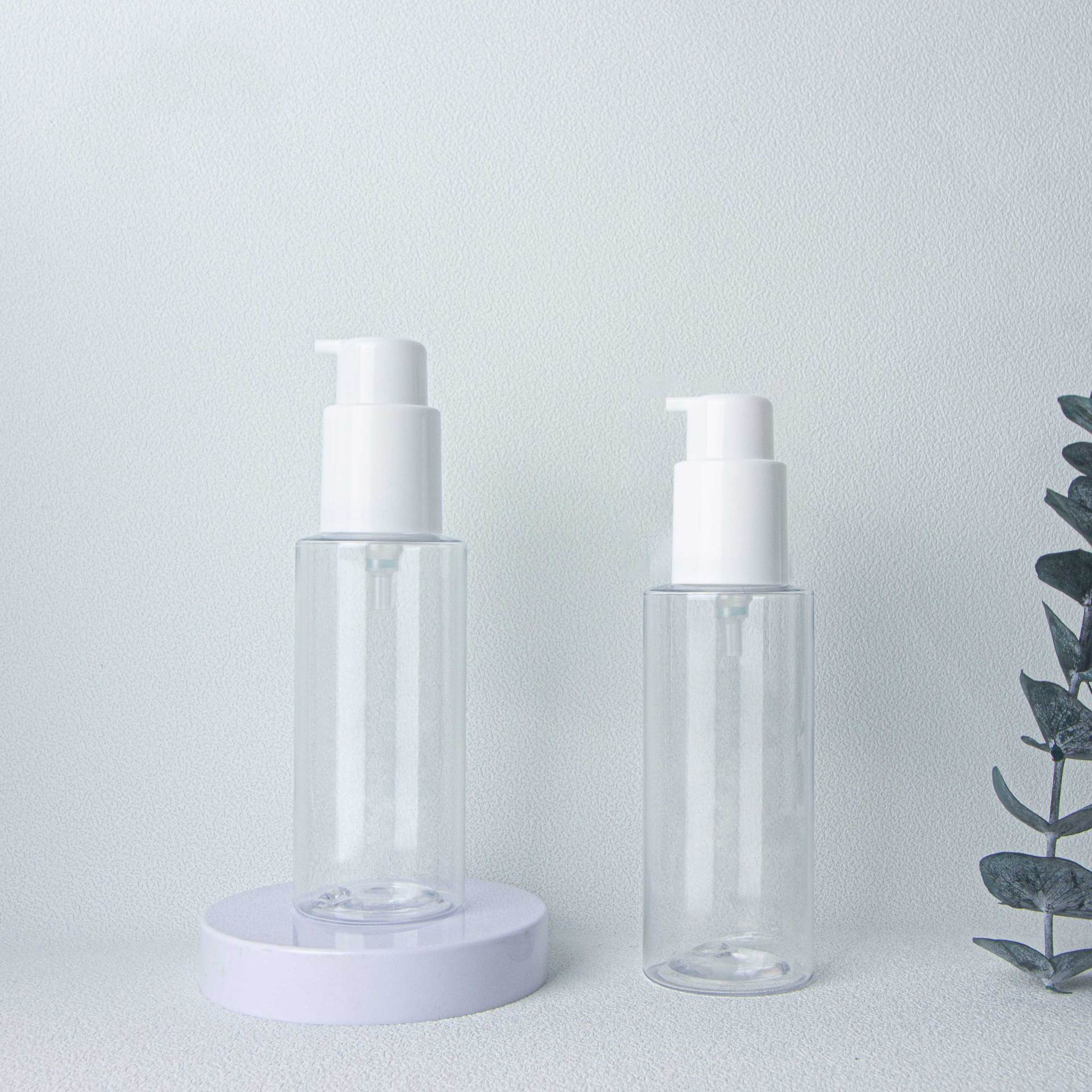 80ml 100ml 120ml Essence Serum Sunscreen Setting Lotion Bottle Transparent Flat Shoulder Cosmetic PET plastic dispenser bottle