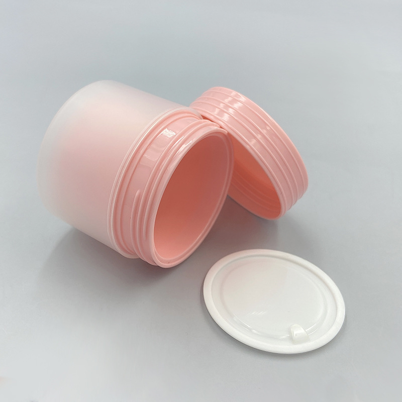Matte Clear Pink Jar Cosmetic 80ml 100ml 150ml Cylinder Double Wall PP Plastic Skin Care Cream Jar Cleansing Balm Lotion Jar