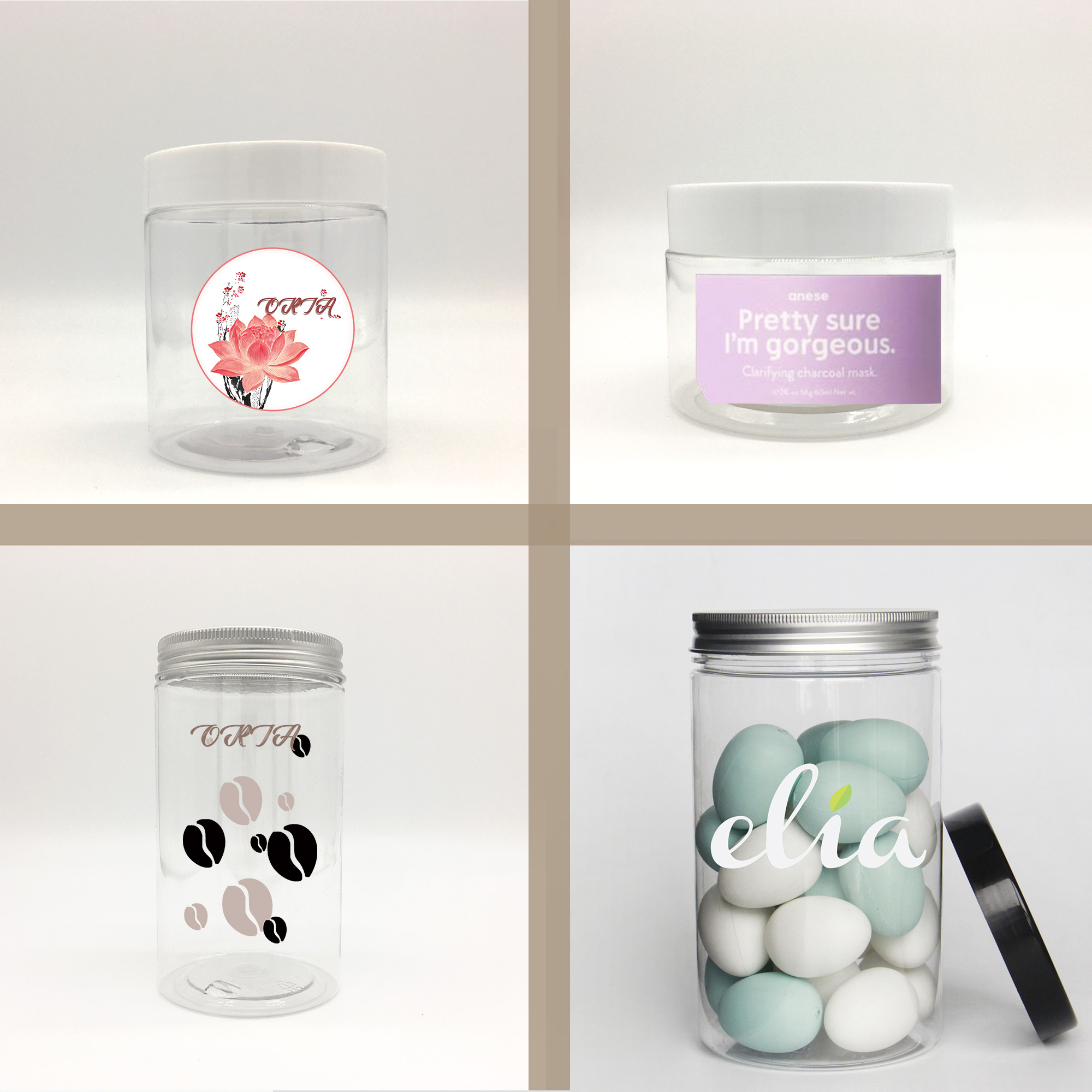 8 oz 16oz plastic jars with lids body butter bath salt containers for cosmetic beauty products packaging storage of botanicals