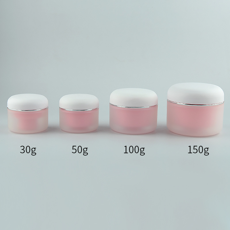 Refill 15g 30g 50g Double Wall PP Plastic Pink Body Butter Jars 8oz Cosmetic Container Silver Edge Eye Cream Jar with Dome Lids
