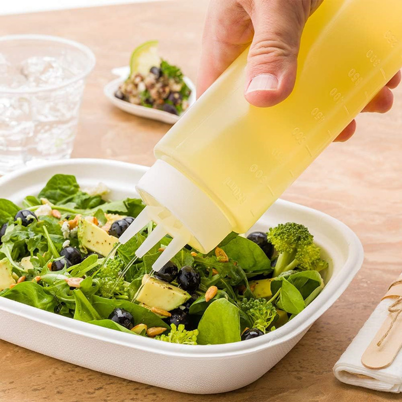 12oz 16OZ/450ml 24oz 3-Hole Plastic Squeeze Condiment Bottles for Hot Sauce Oil Vinegar Ketchup Mustard Salad Dressing Kitchen