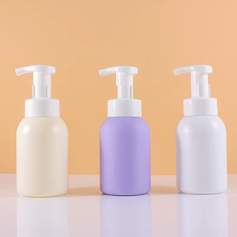 300ml 500ml round foaming hand soap bottle body wash bottle 60ml 100ml 250ml PE plastic lash shampoo mousse foam pump bottle