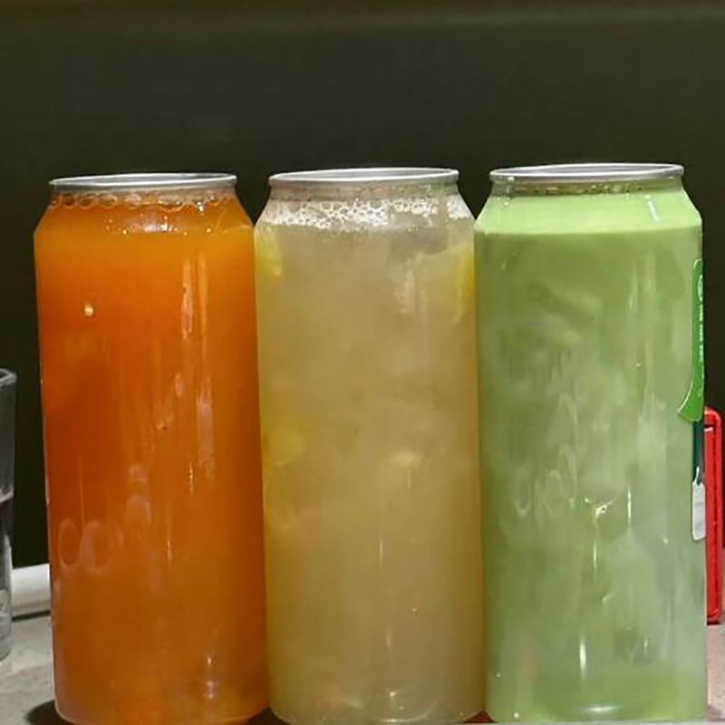 250ml 500ml Popular Beverage Bottle Clear Plastic Aluminum Customized PET PP Can Plastic Drink Cans with Aluminum Caps