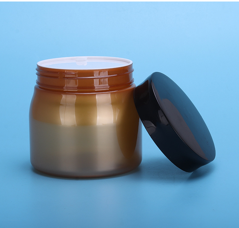 500ml PET Treatment Oil Jar Amber Plastic Jar with Black Lids for cosmetics face cream body scrubs hair mask