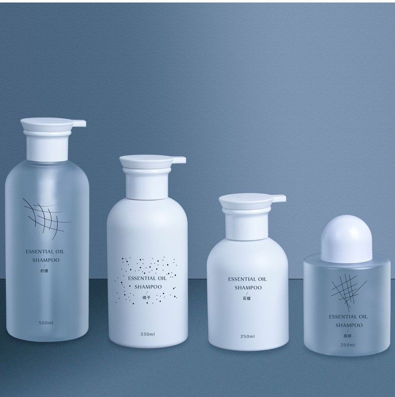 250ml 330ml 500ml White Lotion Pump Bottle Frosted Transparent gradual color Shampoo essential oil Bottle PET plastic bottle