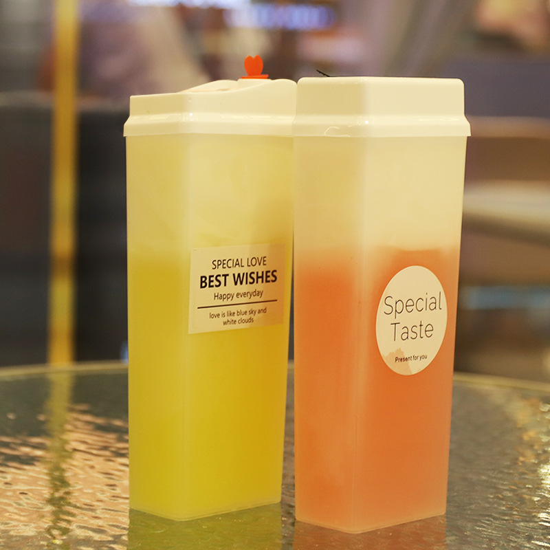 Empty Square 500ml 16oz Hot Filling Plastic Juice Bottle Coffee PP Drink Cup Bubble Boba MilkTea Beverage Packaging Containers