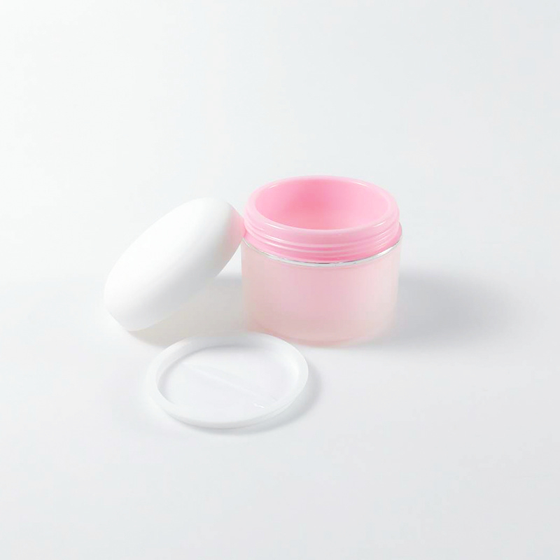 Luxury Frosted Pink 30g 50g Double Layer face cream jars set packaging skin care clear bottles 100g cosmetic jar with lids