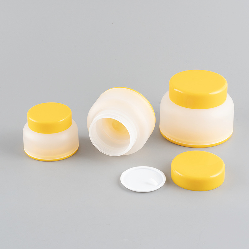 Yellow White Color 30g 50g100g Kids Baby face cream jar Double Wall PP Plastic cosmetic packaging jars with lids Luxury Frosted