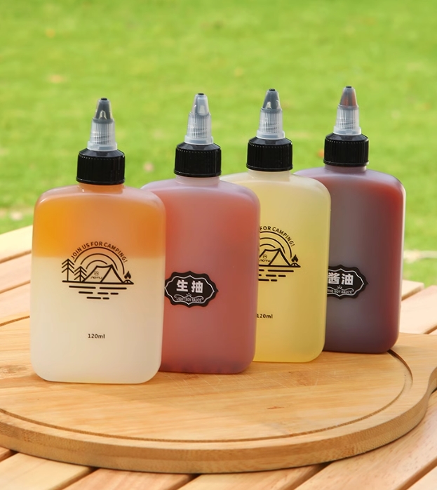 Plastic Bottles with Squeeze lid for Ketchup and Mustard - BPA-Free and Reusable Condiment Bottles for Sauces - Plastic Squeeze