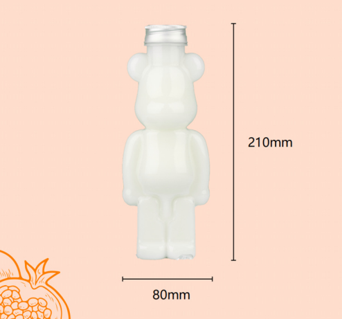 350ML 500ML 700ML Food Grade PET Bear Shaped Bottle Boba Bubble Tea Milk Shape Plastic Juice Bottle With Aluminum Cap