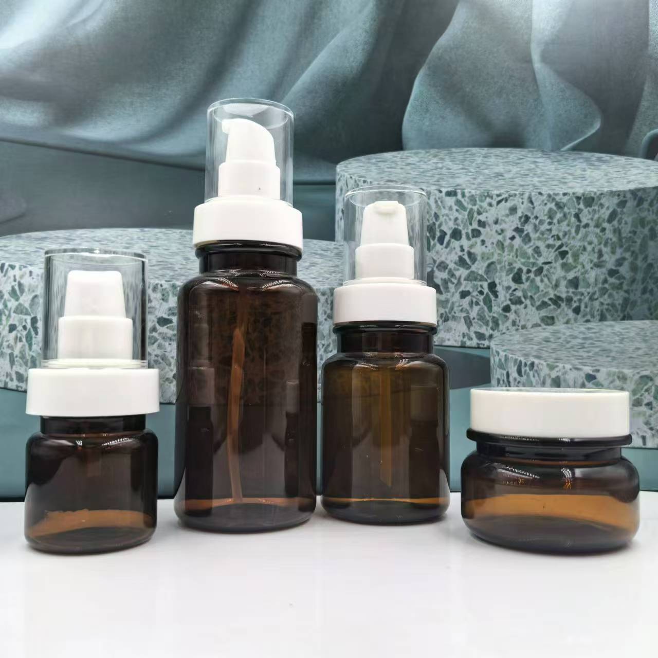 Wholesale 30ml 60ml 100ml Amber PET Emulsion Spray Pump Bottle Plastic Lotion Bottle cosmetics essence lotion mist spray bottle