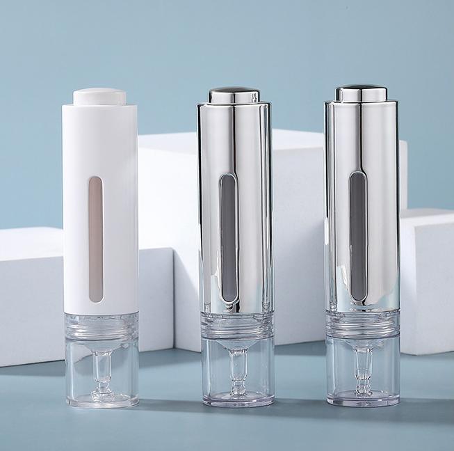 Luxury Silver Cosmetic Press Dropper Bottle 15ml 30ml Serum Eye Cream Press Button Syringe Dropper Bottle Toner Oil Dispenser
