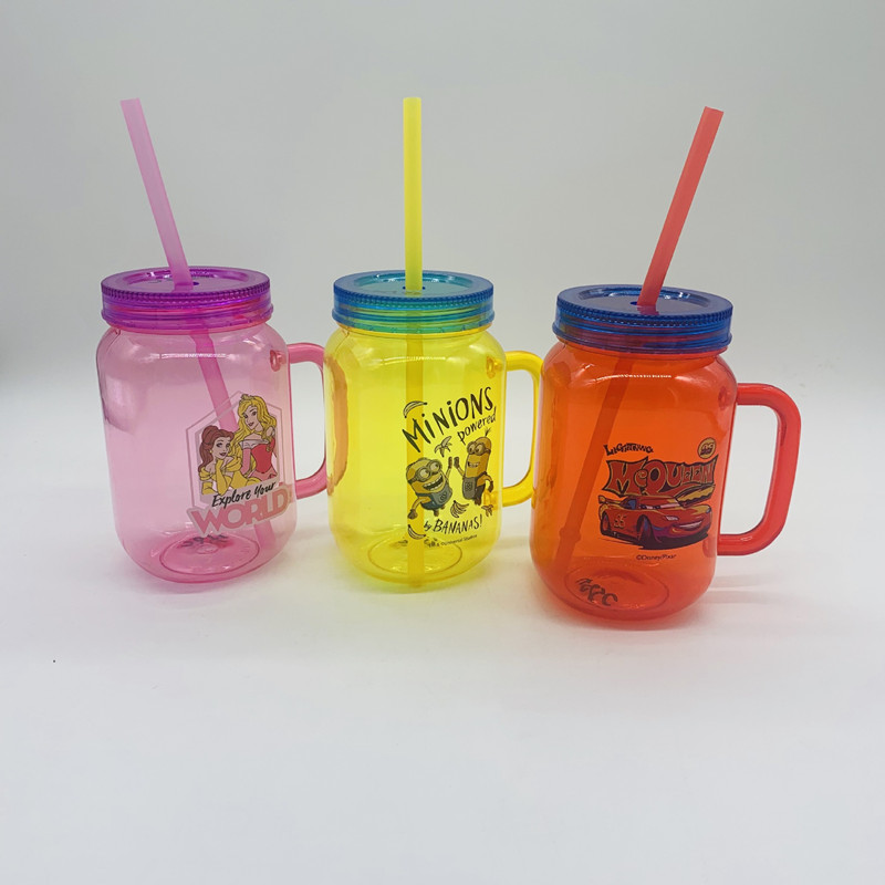 400ml 450ml 500ml 16oz custom mason jars with lids and straws in bulk plastic mason juice drinking cups with handle