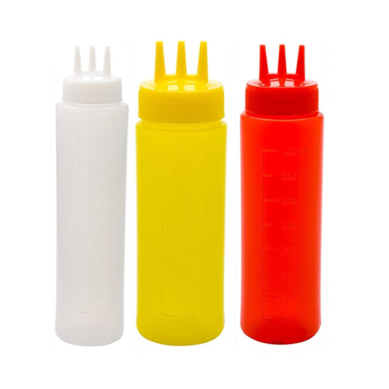 360ml 500ml Plastic Hot Sauce Bottle Squeeze 3-hole Condiment Squirt Container for Salad Dressing Syrup Spice Mustard Ketchup
