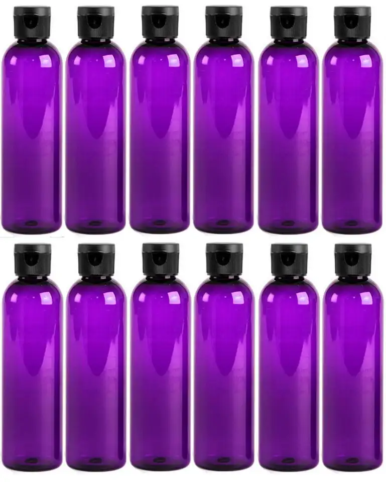 4oz 8oz 16oz Bullet Cosmo Round Bottle Twist Top Applicator Purple Amber for Liquid Hair Oil Conditioner Shampoo Squeeze Plastic