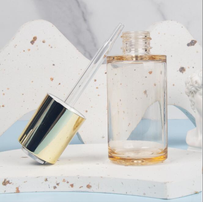 15ml 30ml 50ml face hair serum pump essential oil dropper bottle plastic custom cosmetic frosted packaging with Silicone head