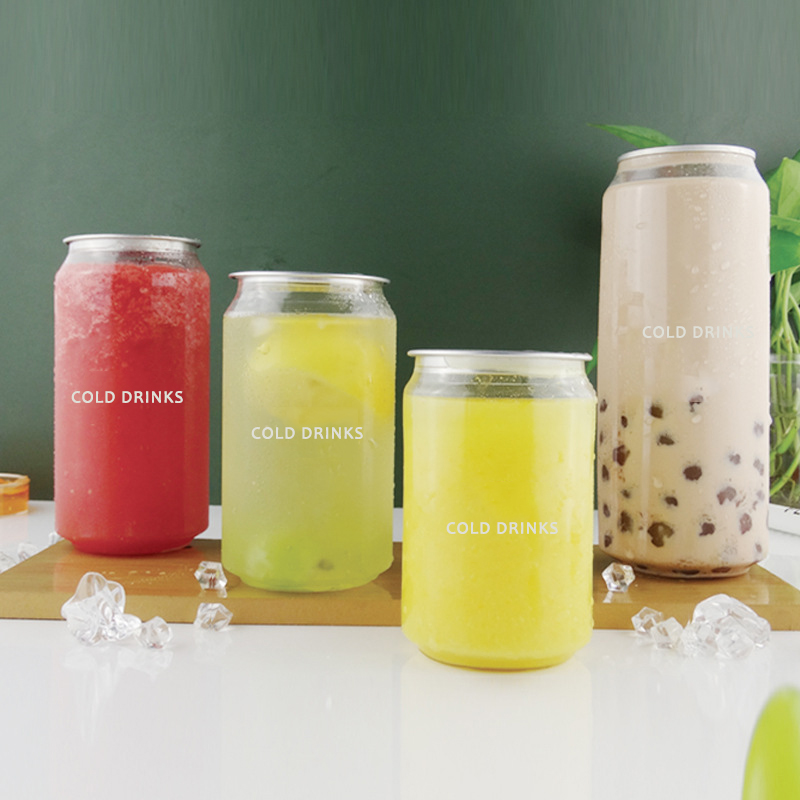 250ml 500ml Clear Soda Can Wholesale Plastic PET Cans for Drinks Cold Beer Coffee Juice Beverage with Aluminum Ring Pull-Tab Lid