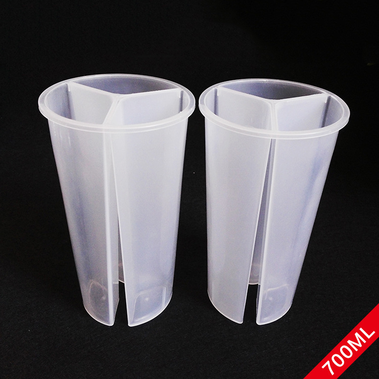 24oz 700ml PP Plastic Split Boba Cups Bubble Tea Share Cup 3 Compartment Juice Cup With Lid Custom Logo Print